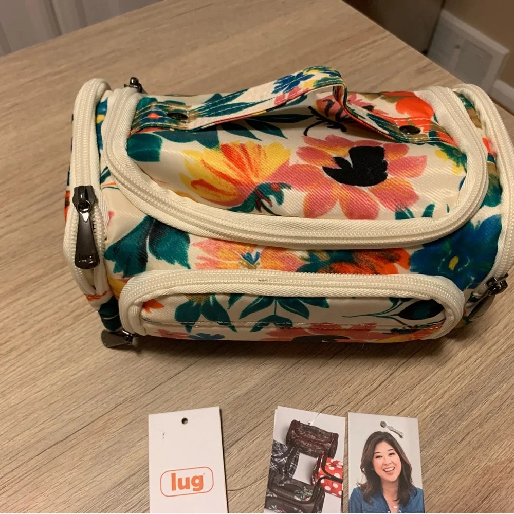 Lug Mini Trolley Floral Cream Cosmetic Toiletries Travel Bag